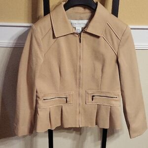 Doncaster Tan Blazer Cropped Wool-Blend